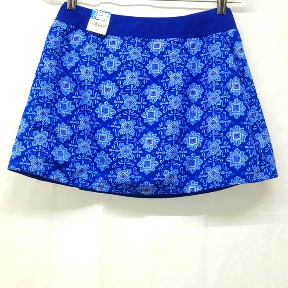 Reversible Blue Floral Skater Skirt Royal Blue Coquette Girl Gamer Punk NWT